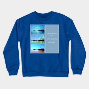 Square Blue Santa Monica Pier Collage Crewneck Sweatshirt